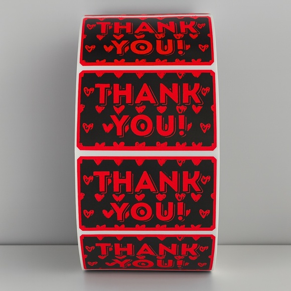 Thank You Stickers with Hearts – Cute Packaging Labels for Small Business Orders - Picture 2 of 11